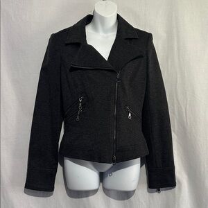 Cache Women’s Charcoal Gray Asymmetrical Zip Moto Jacket Size 8